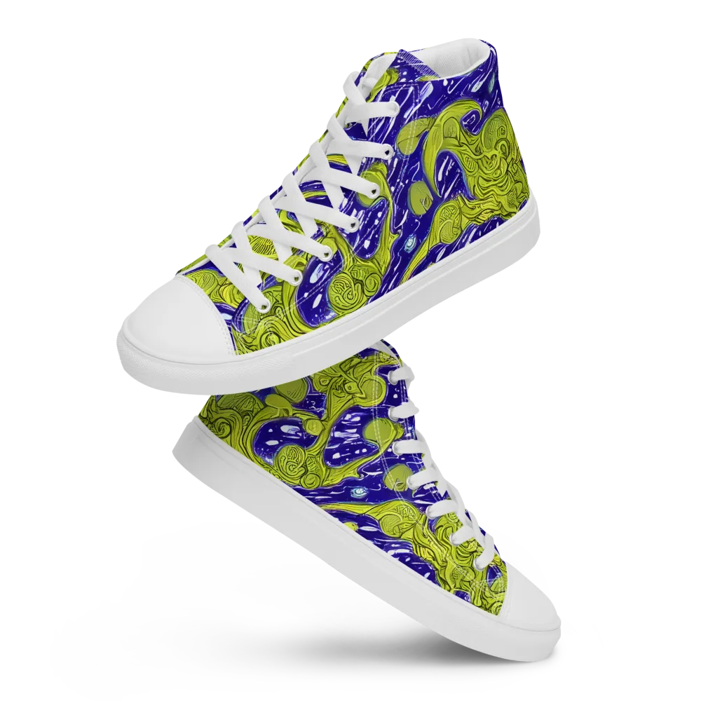 Lime Current on Men's High Top Canvas Shoes — Front