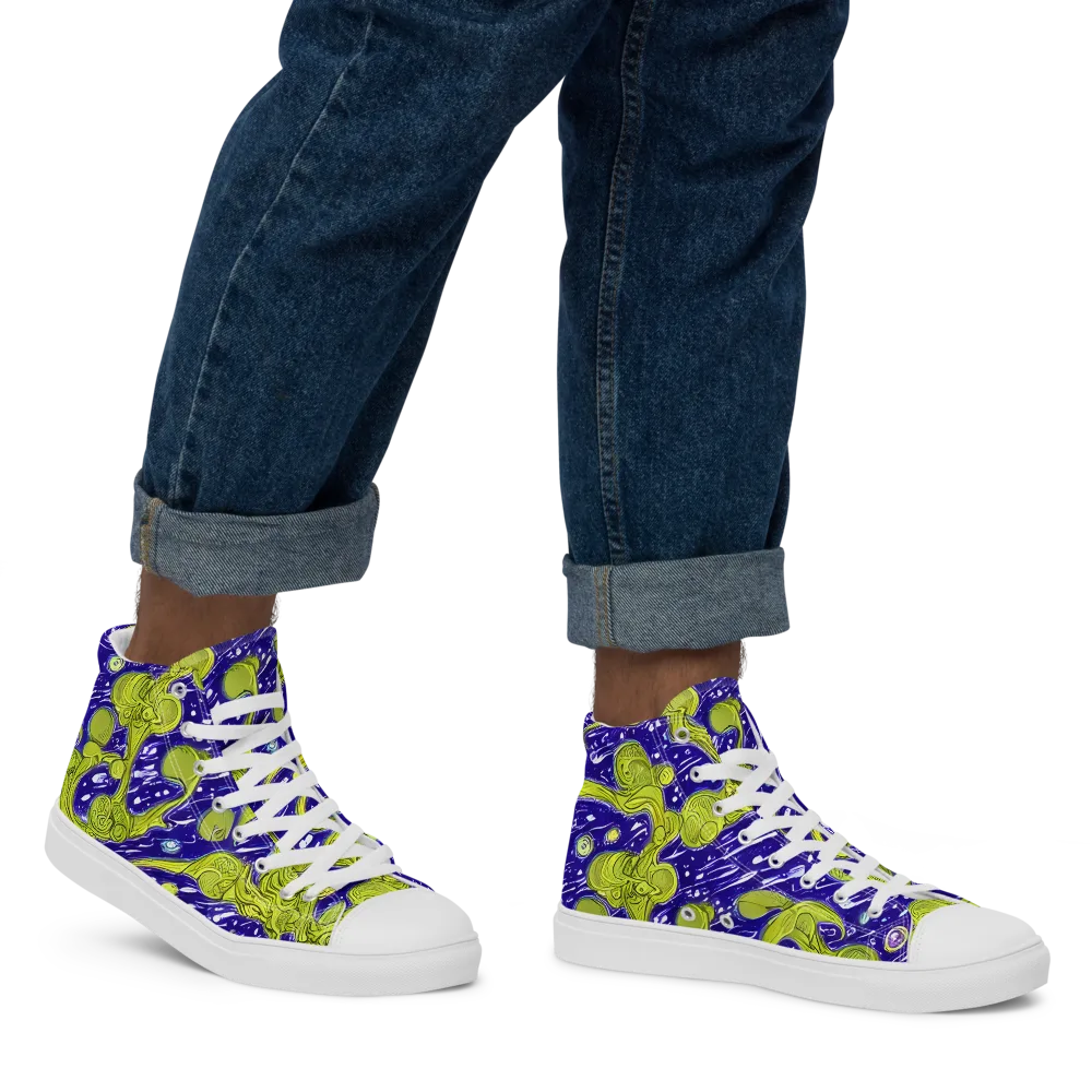 Lime Current on Men's High Top Canvas Shoes — Right