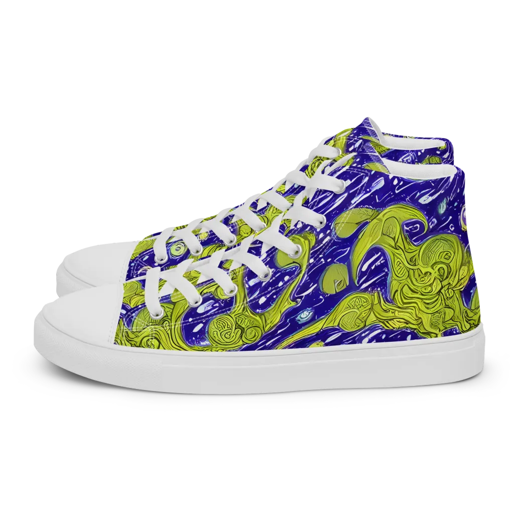 Lime Current on Women's High Top Canvas Shoes — Left