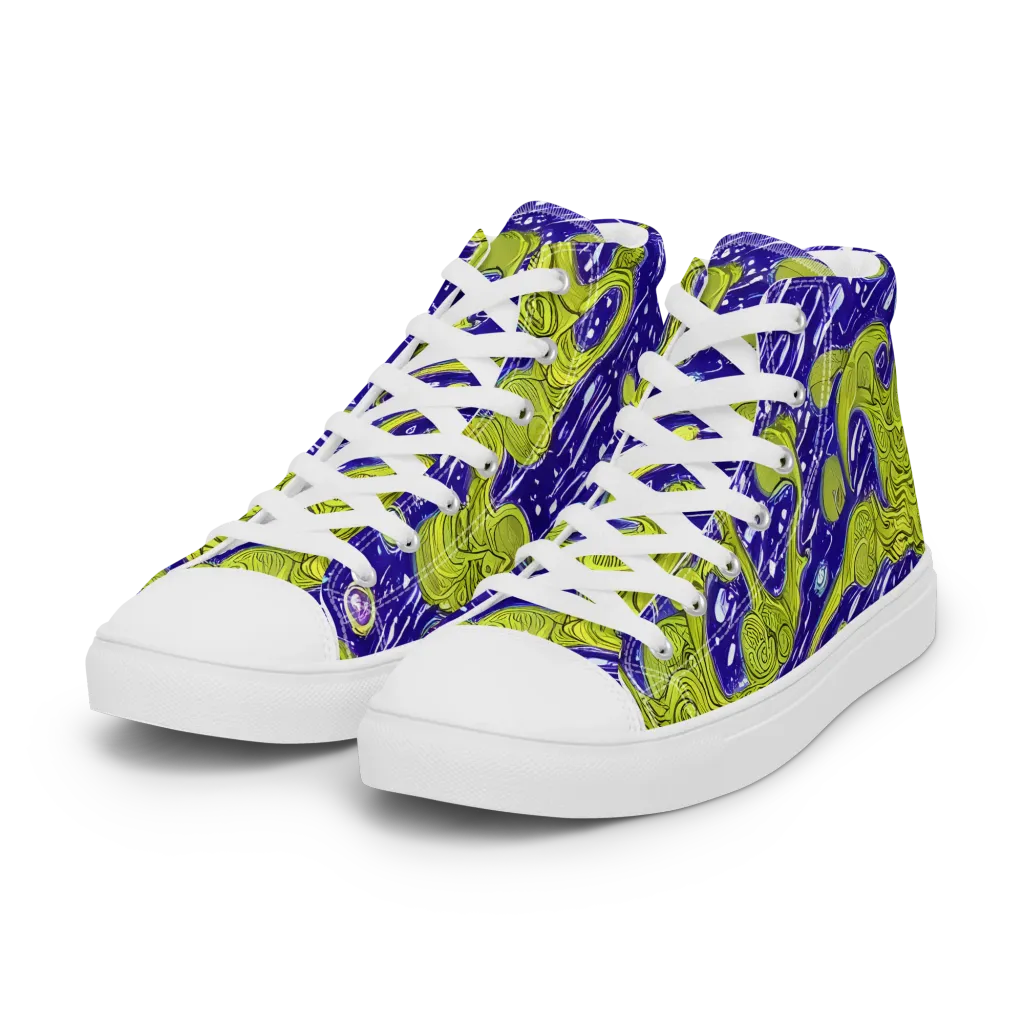Lime Current on Women's High Top Canvas Shoes — Left Front