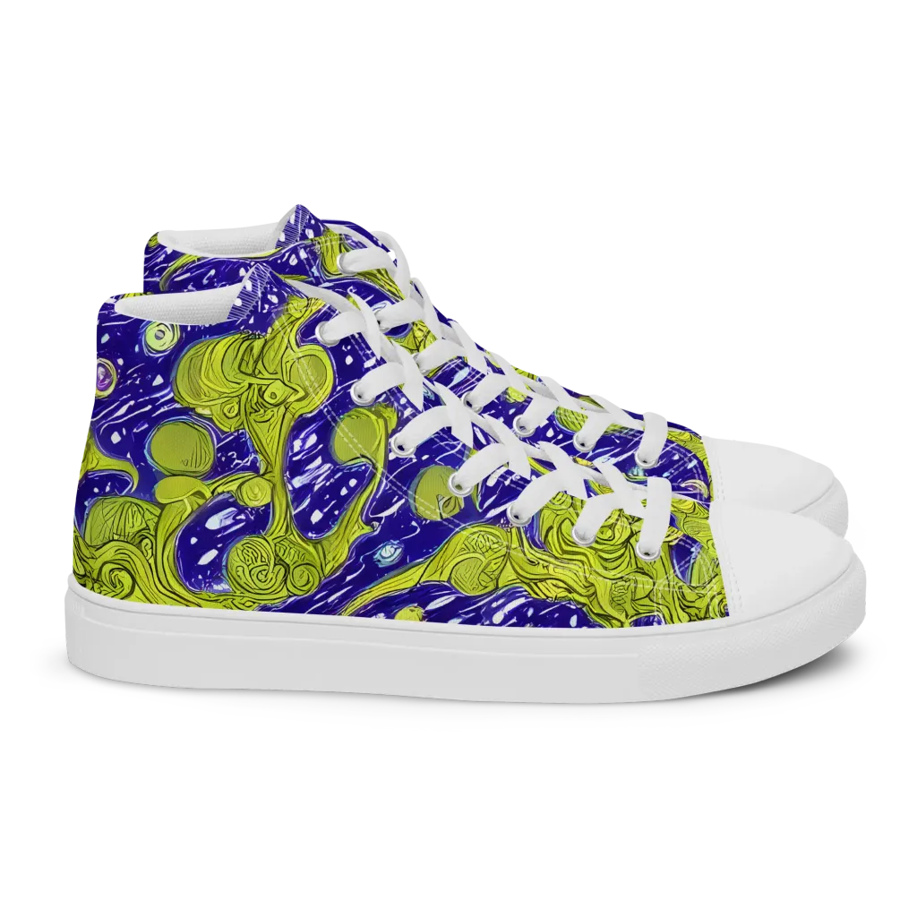 Lime Current on Women's High Top Canvas Shoes — Right