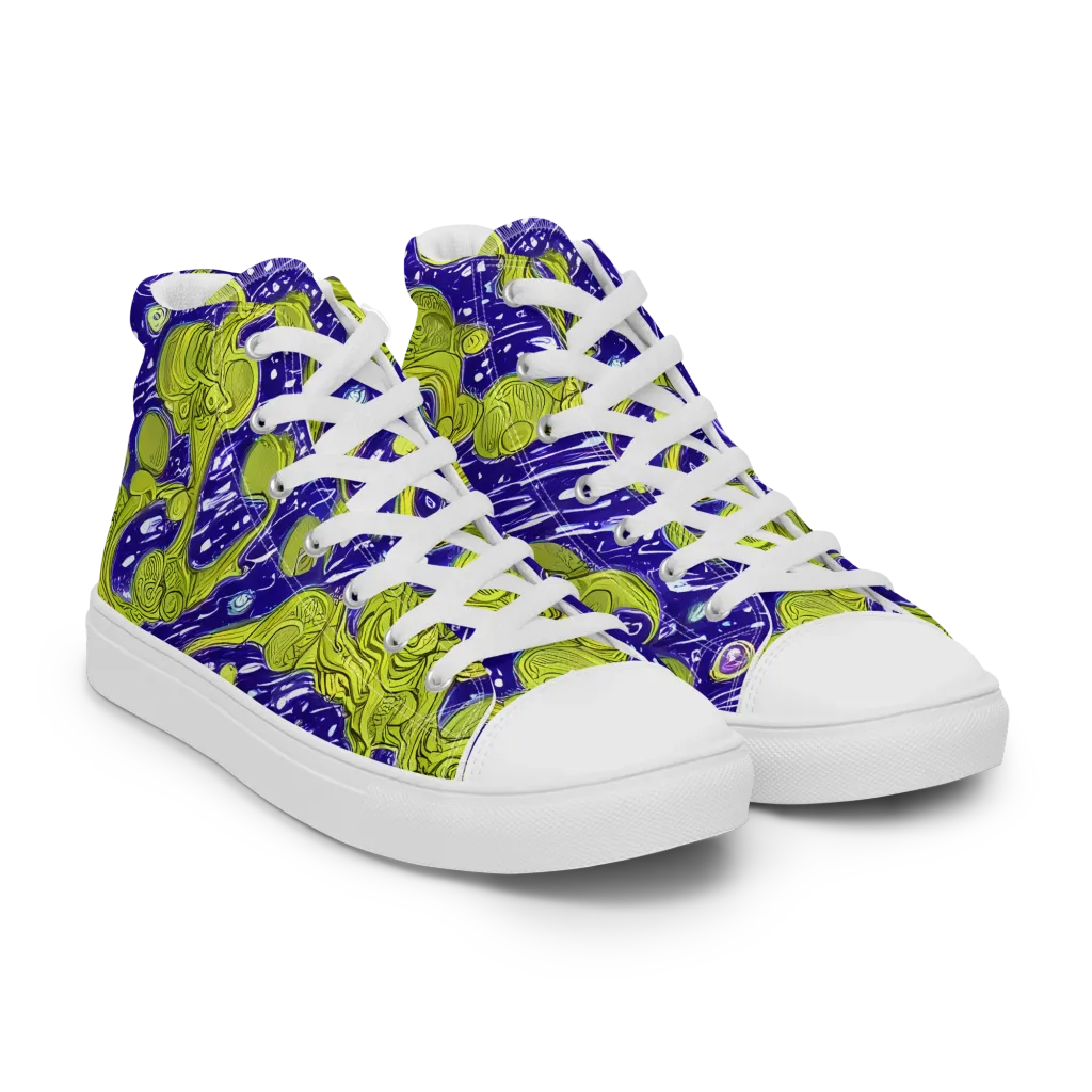 Lime Current on Women's High Top Canvas Shoes — Right Front