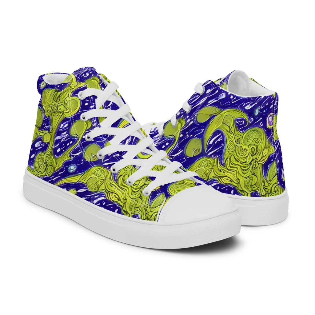 Lime Current on Women's High Top Canvas Shoes — Right