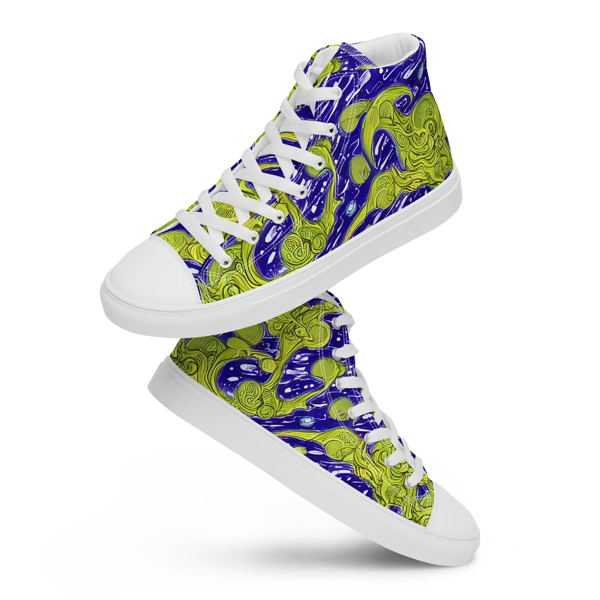 Lime Current on Women's High Top Canvas Shoes — Front