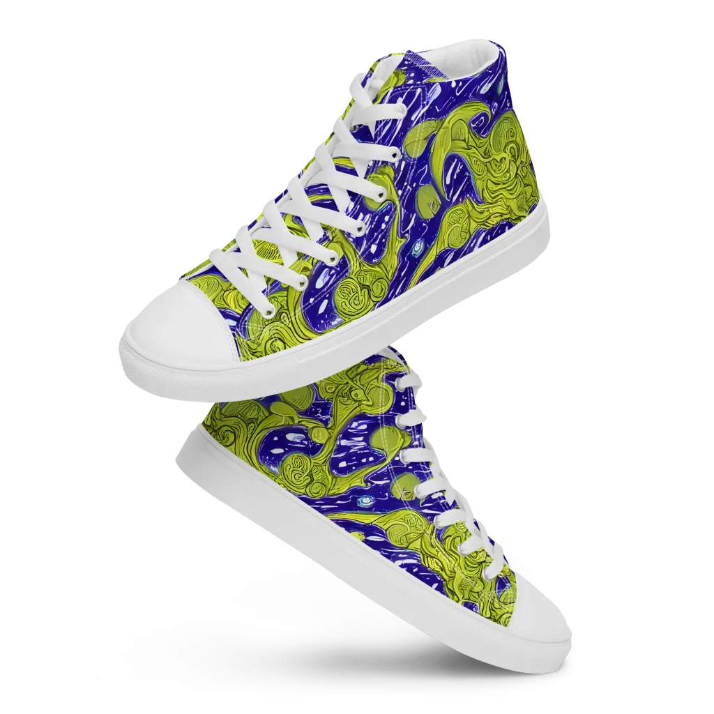 Lime Current on Women's High Top Canvas Shoes — Front