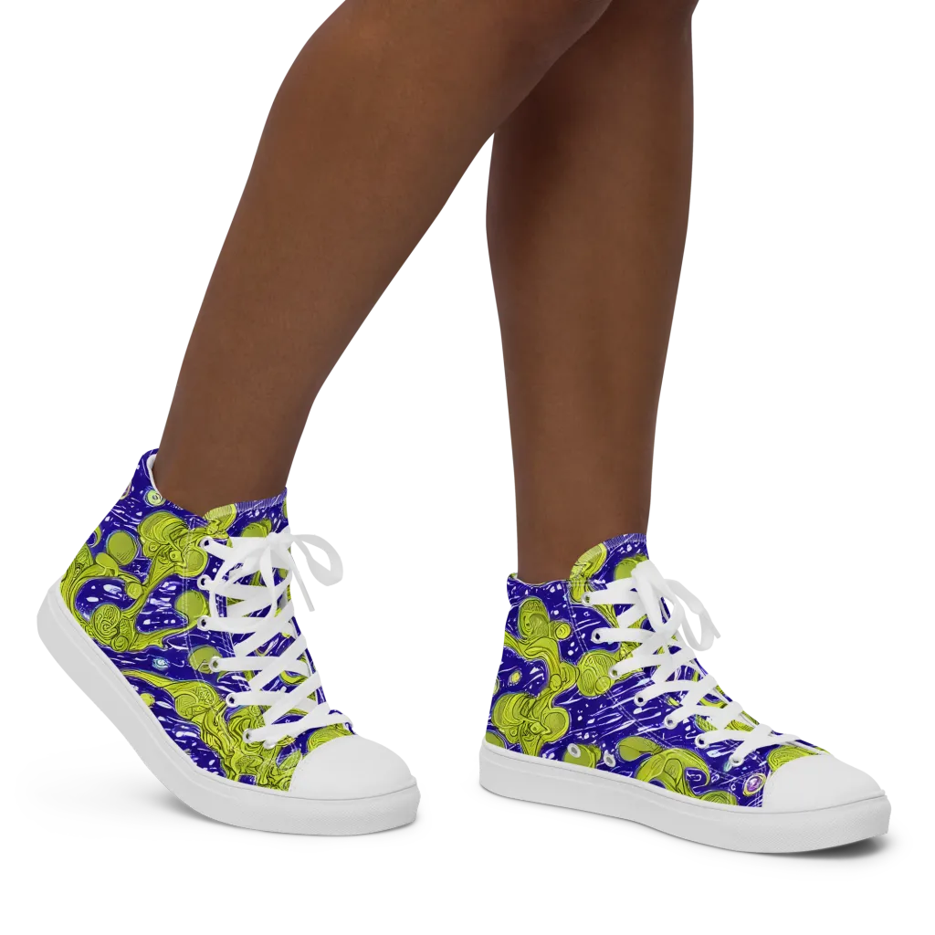 Lime Current on Women's High Top Canvas Shoes — Right