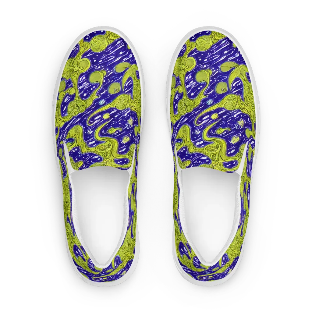 Lime Current on Men's Slip-On Canvas Shoes — Front