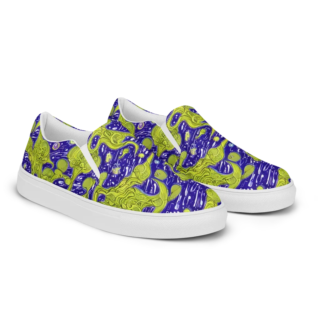 Lime Current on Men's Slip-On Canvas Shoes — Right Front