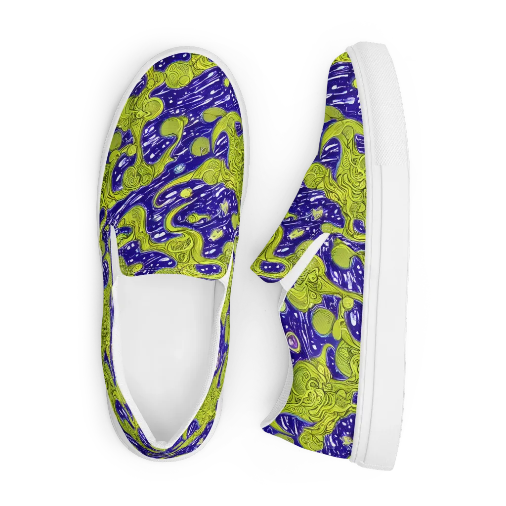 Lime Current on Men's Slip-On Canvas Shoes — Front