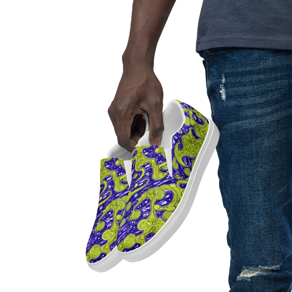 Lime Current on Men's Slip-On Canvas Shoes — Left Front