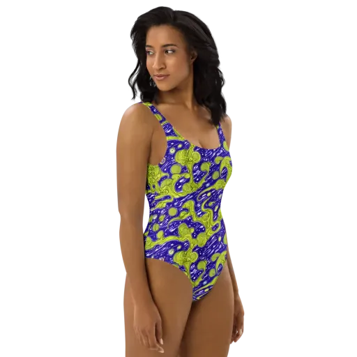 Lime Current on a One-Piece Swimsuit
