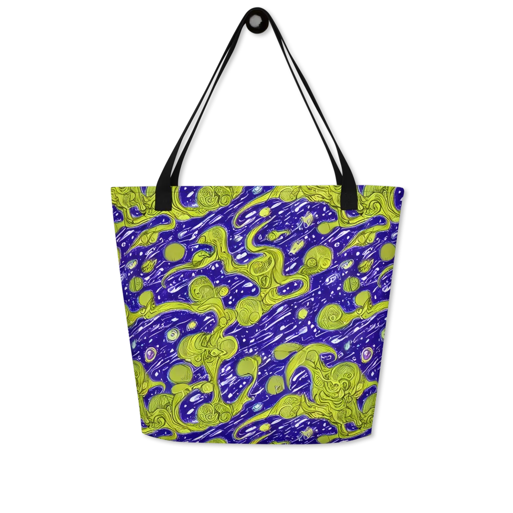 Lime Current on Large Tote Bag W/ Pocket — Front