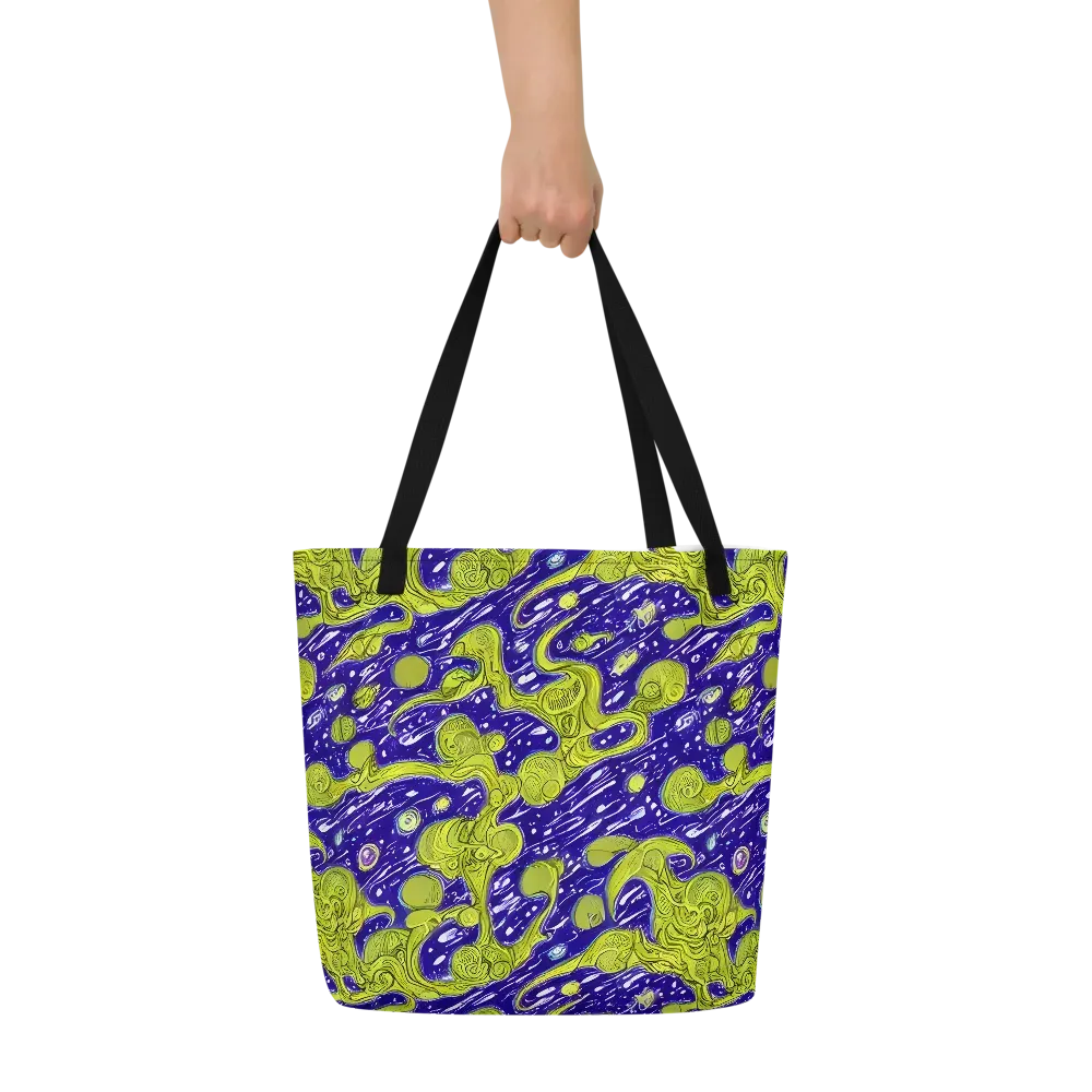 Lime Current on Large Tote Bag W/ Pocket — Front