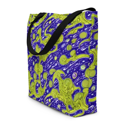 Lime Current on a Large Tote Bag W/ Pocket