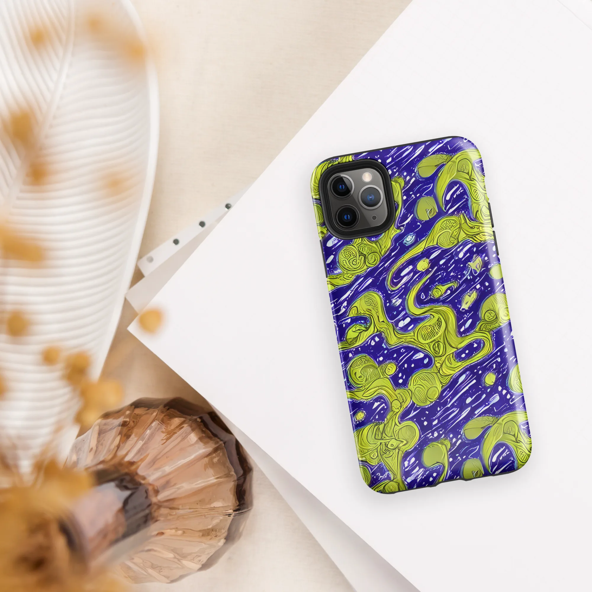 Lime Current on Tough Case for iPhone® — Front