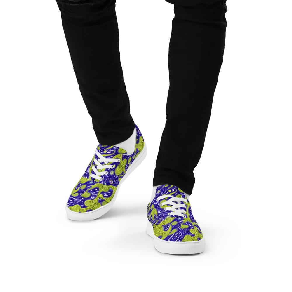 Lime Current on Men's Lace-Up Canvas Shoes — Front