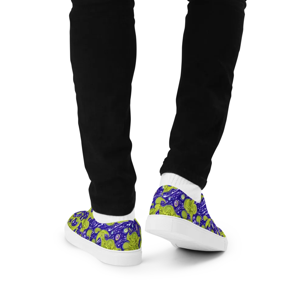 Lime Current on Men's Lace-Up Canvas Shoes — Back