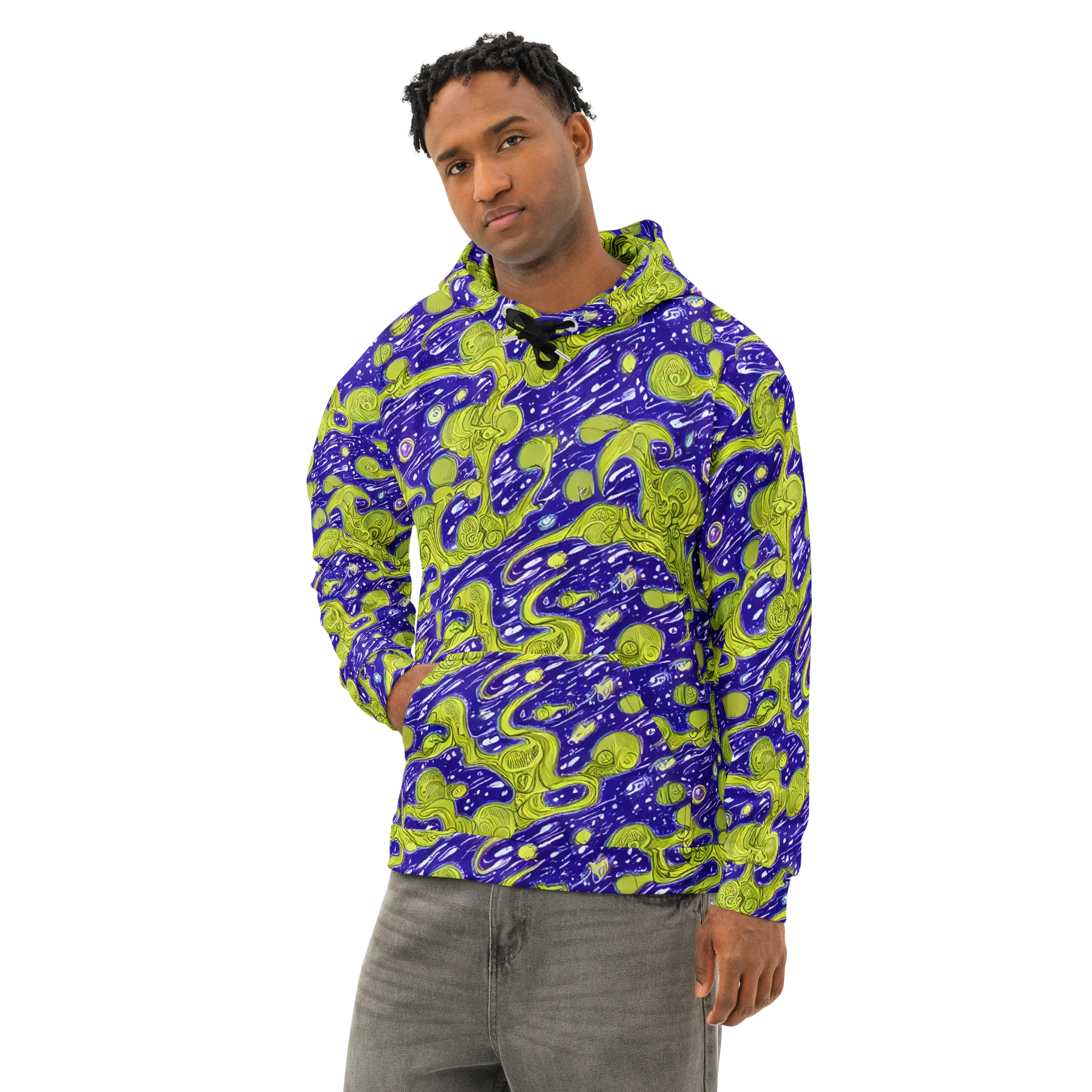Lime Current on Cotton Hoodie — Left Front