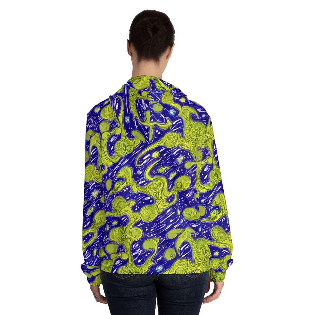 Lime Current on Women's Full-Zip Hoodie — Back On Person