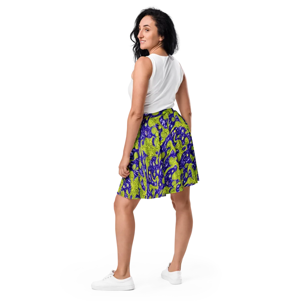 Lime Current on Skater Skirt — Back