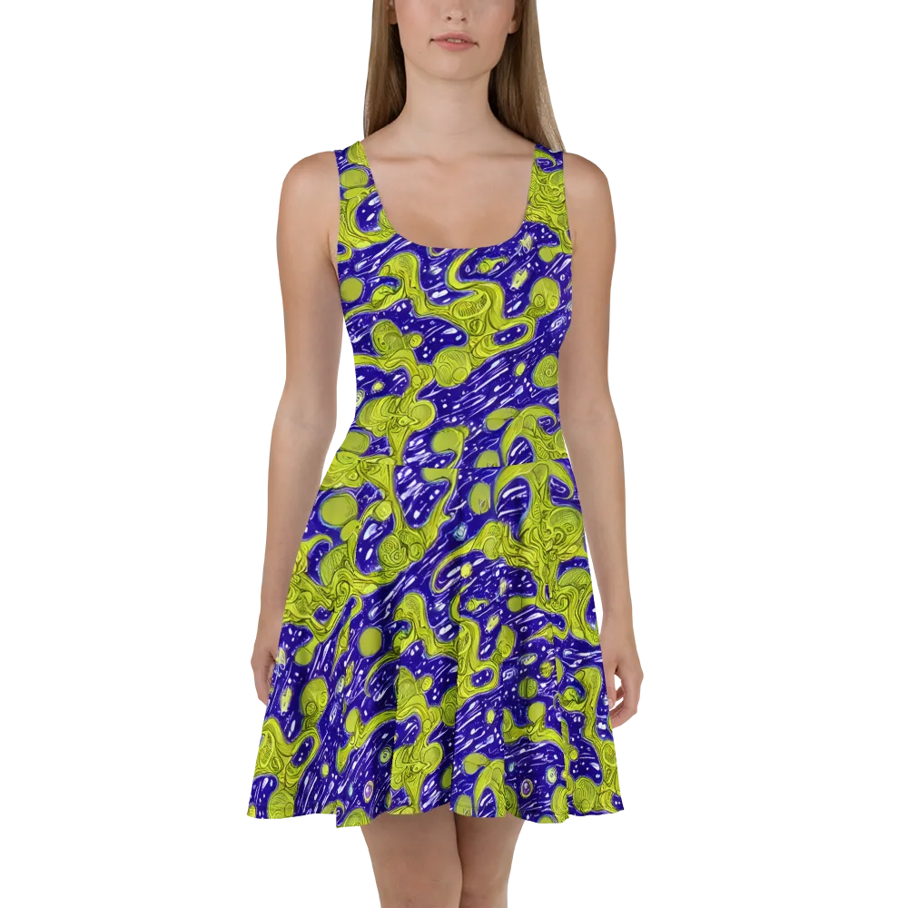 Lime Current on Skater Dress — Front