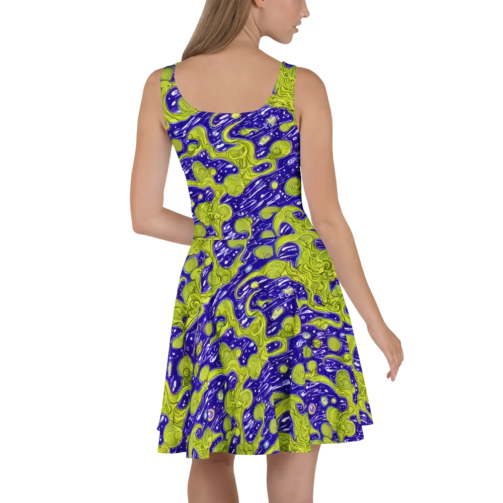 Lime Current on Skater Dress — Back