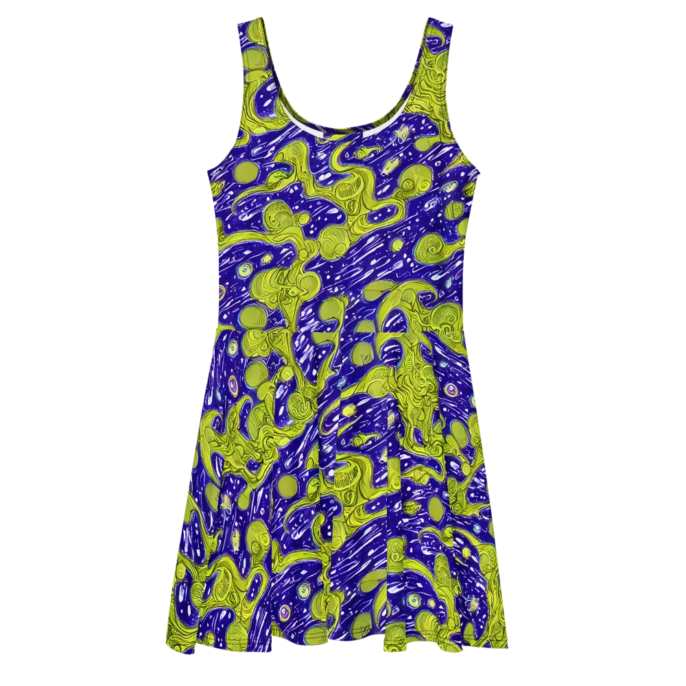 Lime Current on Skater Dress — Front
