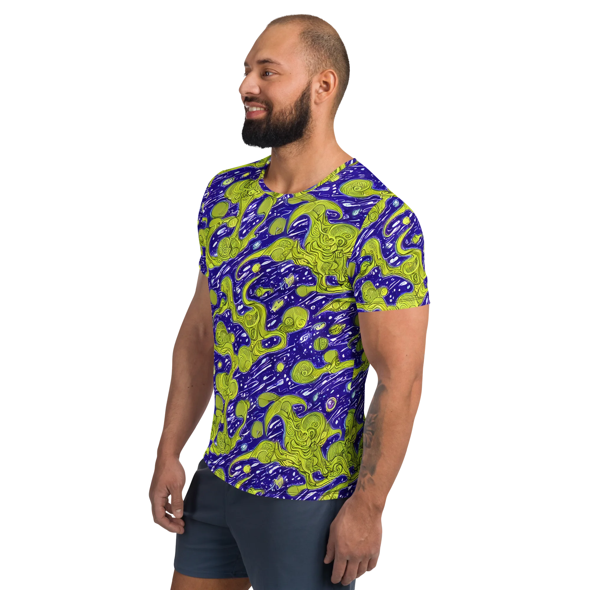 Lime Current on Men's Athletic T-Shirt — Left