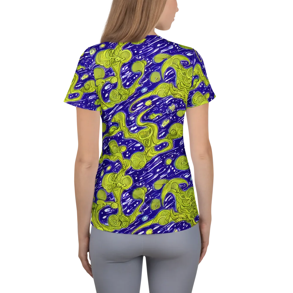 Lime Current on Women's Athletic T-Shirt — Back