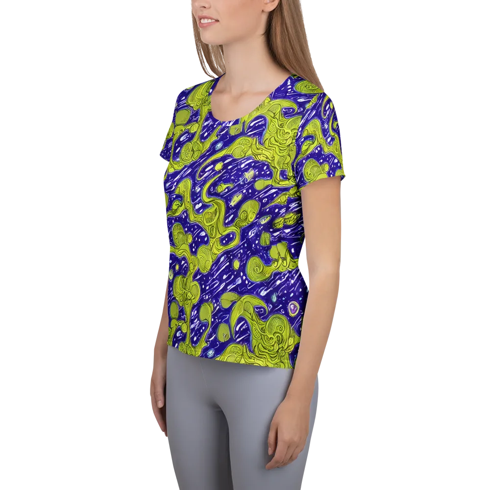Lime Current on Women's Athletic T-Shirt — Left