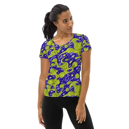 Lime Current on a Women's Athletic T-Shirt