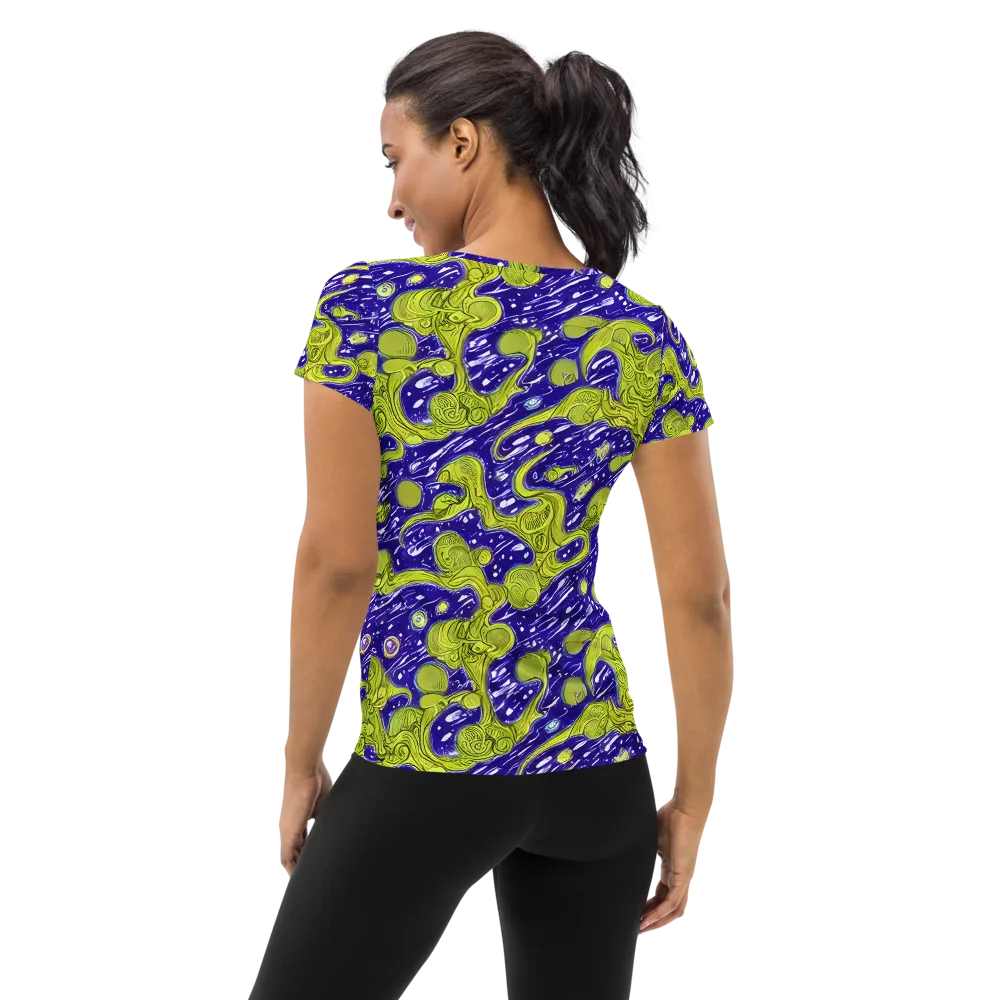 Lime Current on Women's Athletic T-Shirt — Back