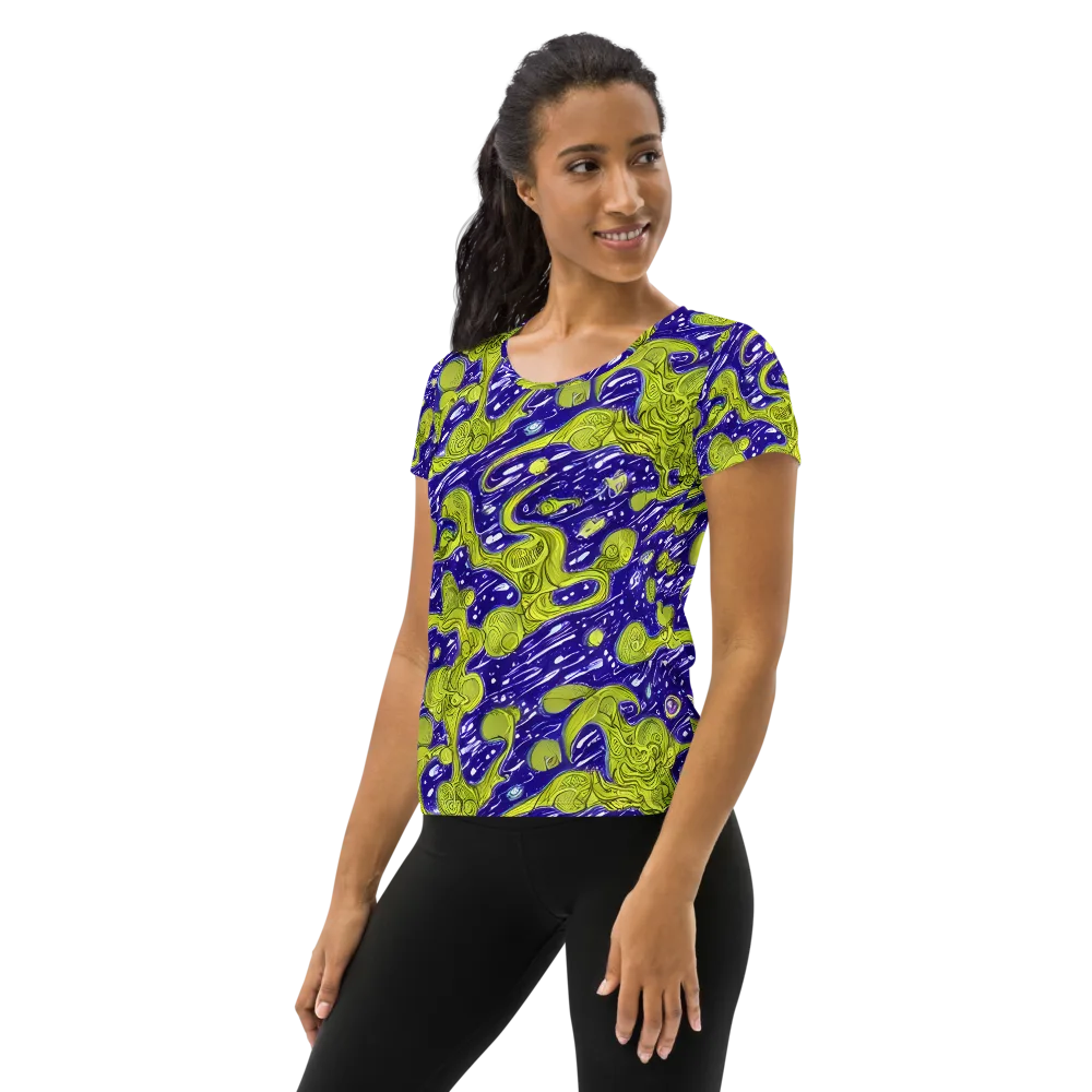 Lime Current on Women's Athletic T-Shirt — Left