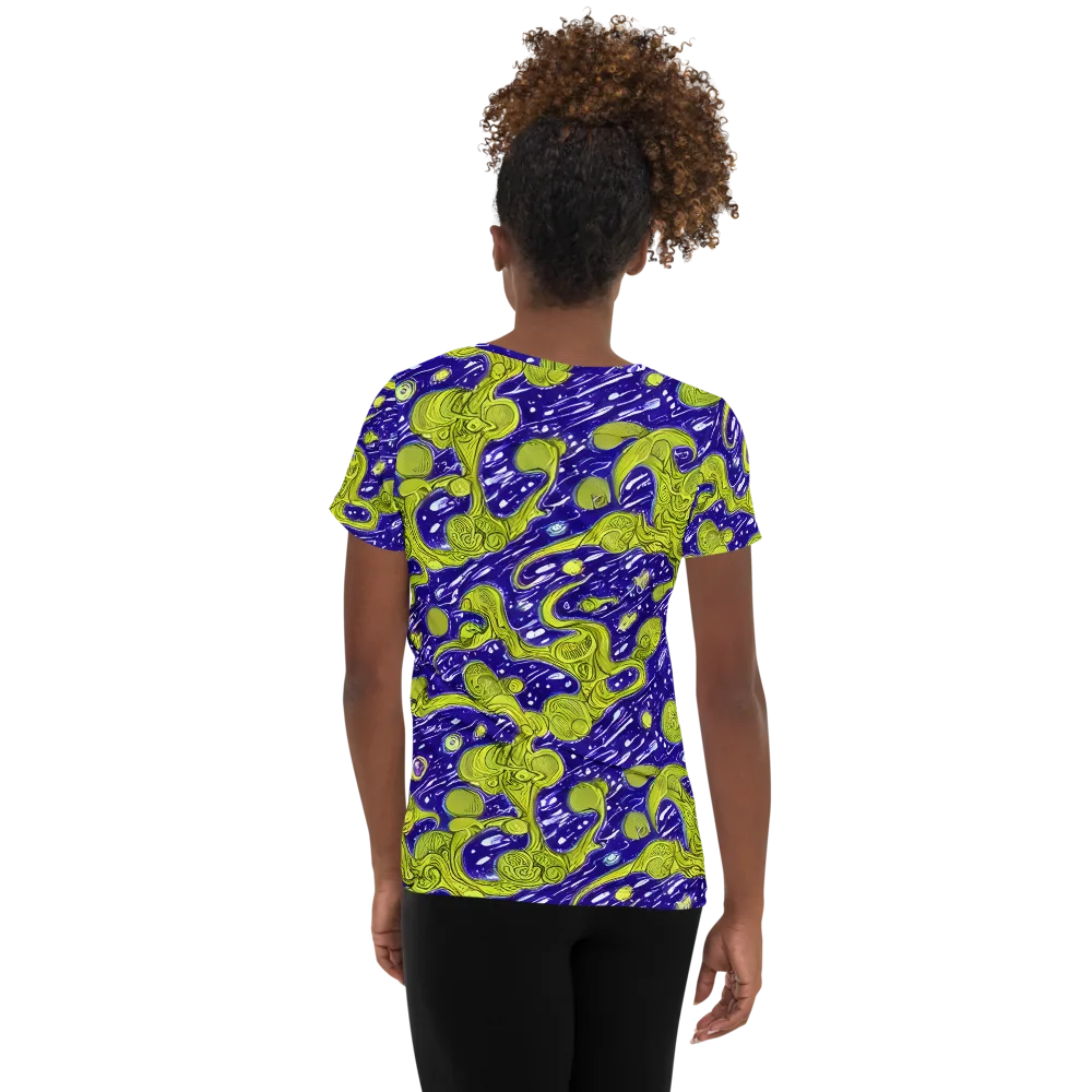 Lime Current on Women's Athletic T-Shirt — Back