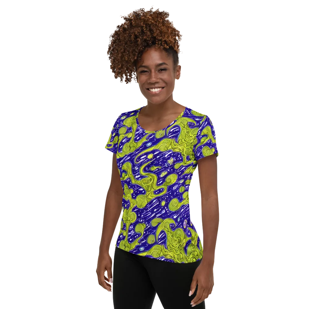 Lime Current on Women's Athletic T-Shirt — Left