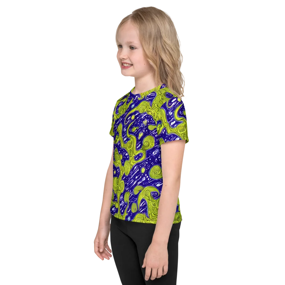 Lime Current on Kids Crew Neck T-Shirt — Left