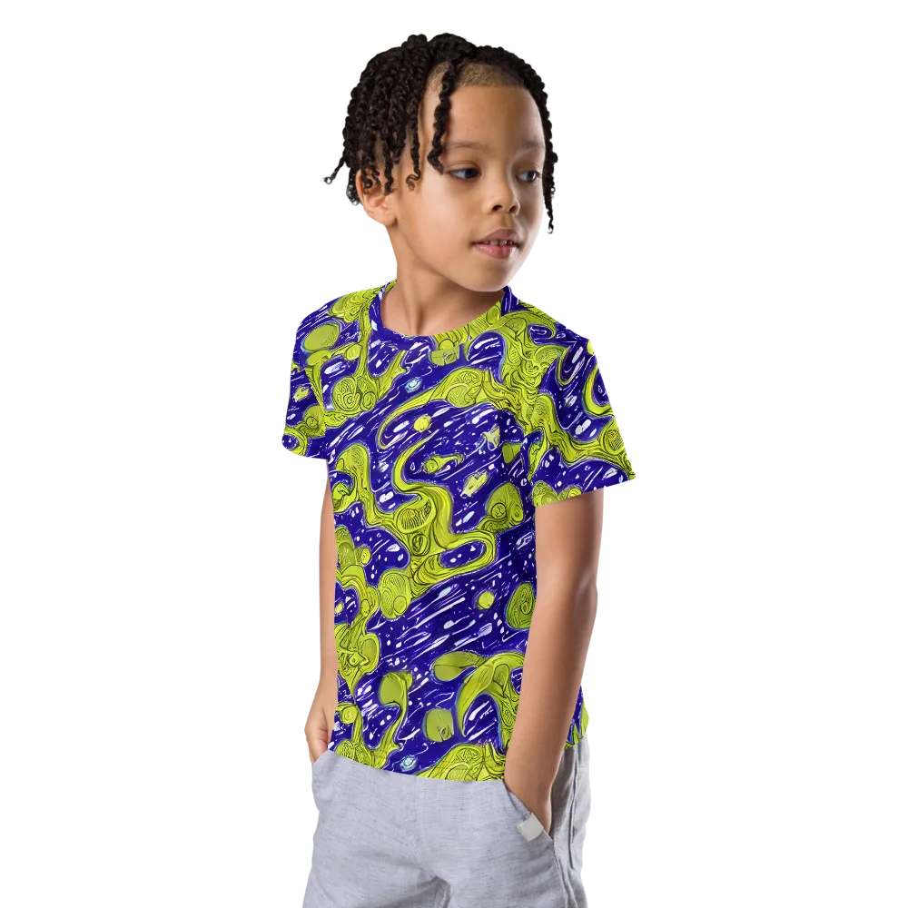 Lime Current on Kids Crew Neck T-Shirt — Left Front