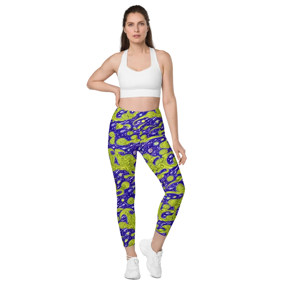 Lime Current on Leggings with Pockets — Front