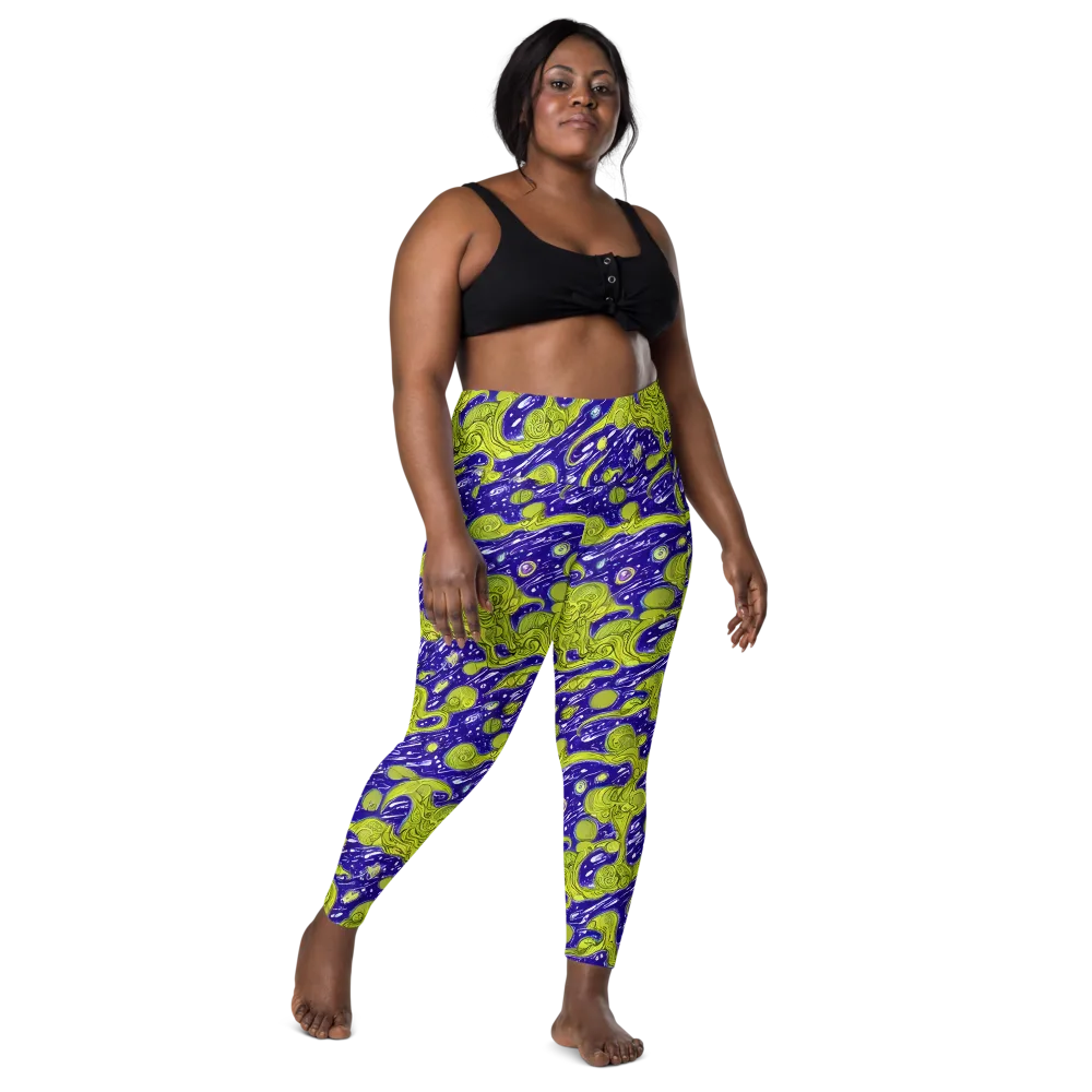 Lime Current on Leggings with Pockets — Front