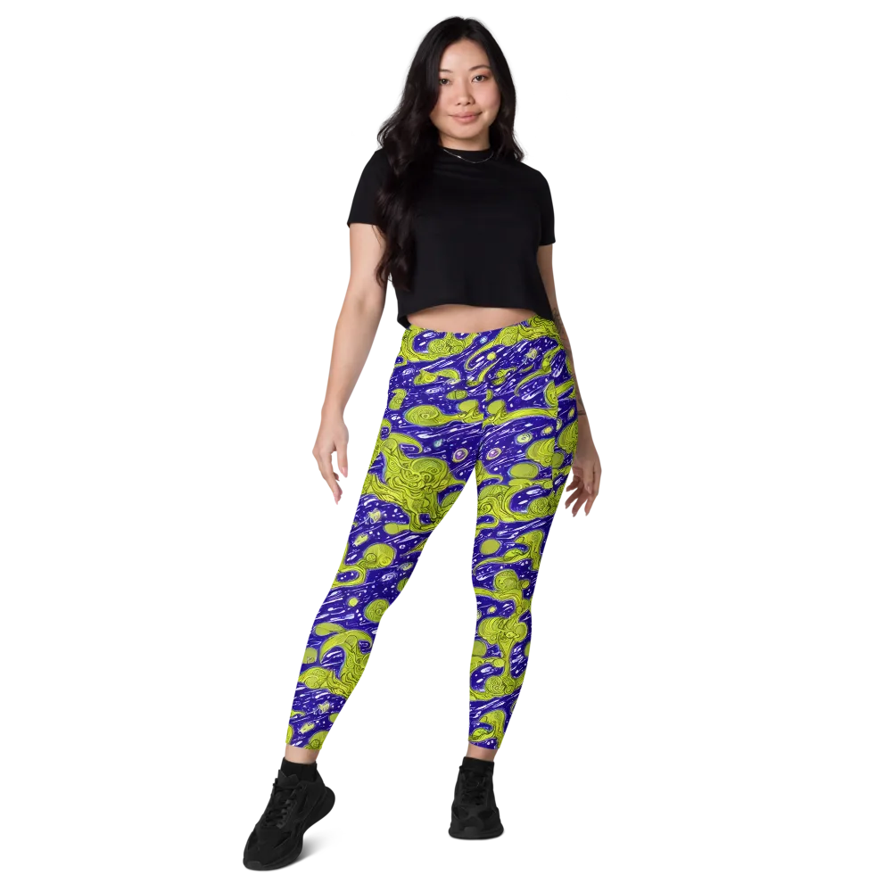 Lime Current on Leggings with Pockets — Front