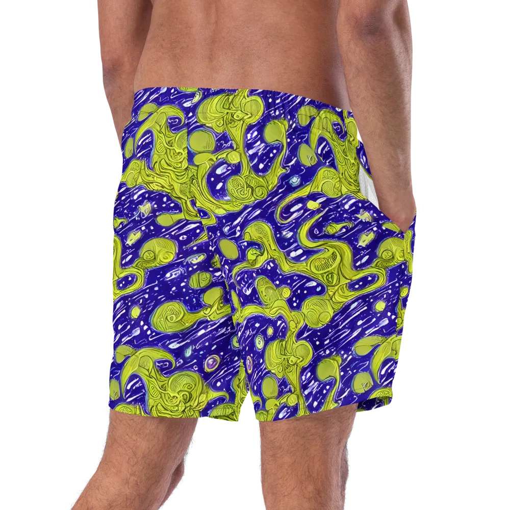 Lime Current on Swim Trunks — Right Back