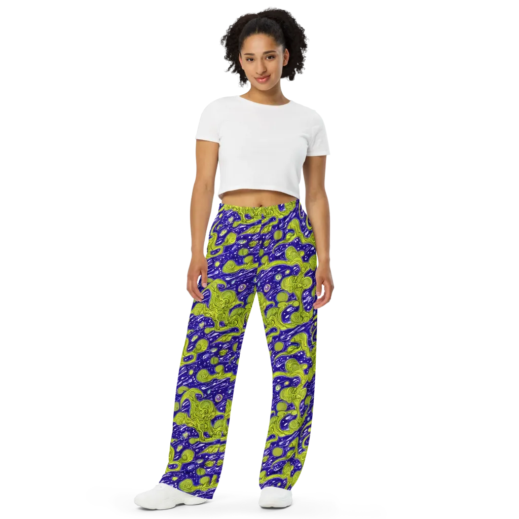 Lime Current on Wide-Leg Pants — Front