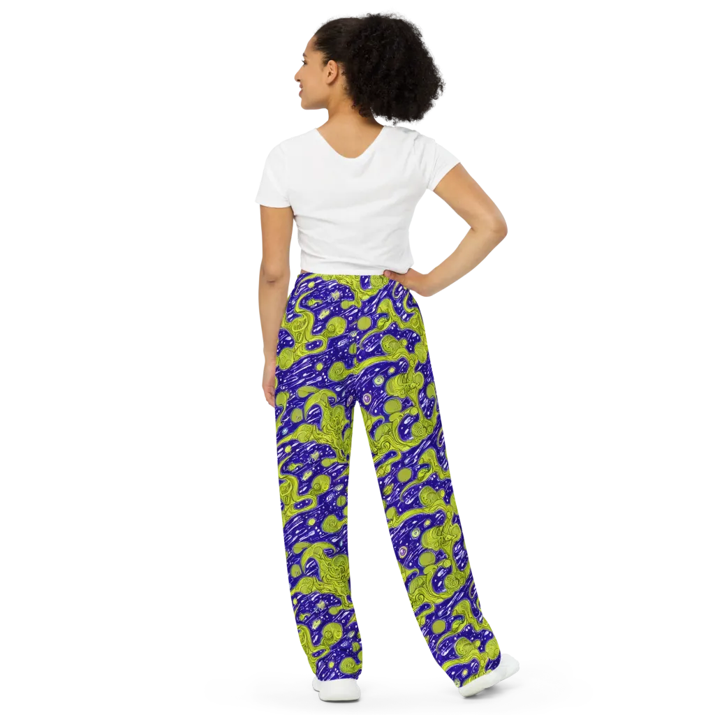 Lime Current on Wide-Leg Pants — Back