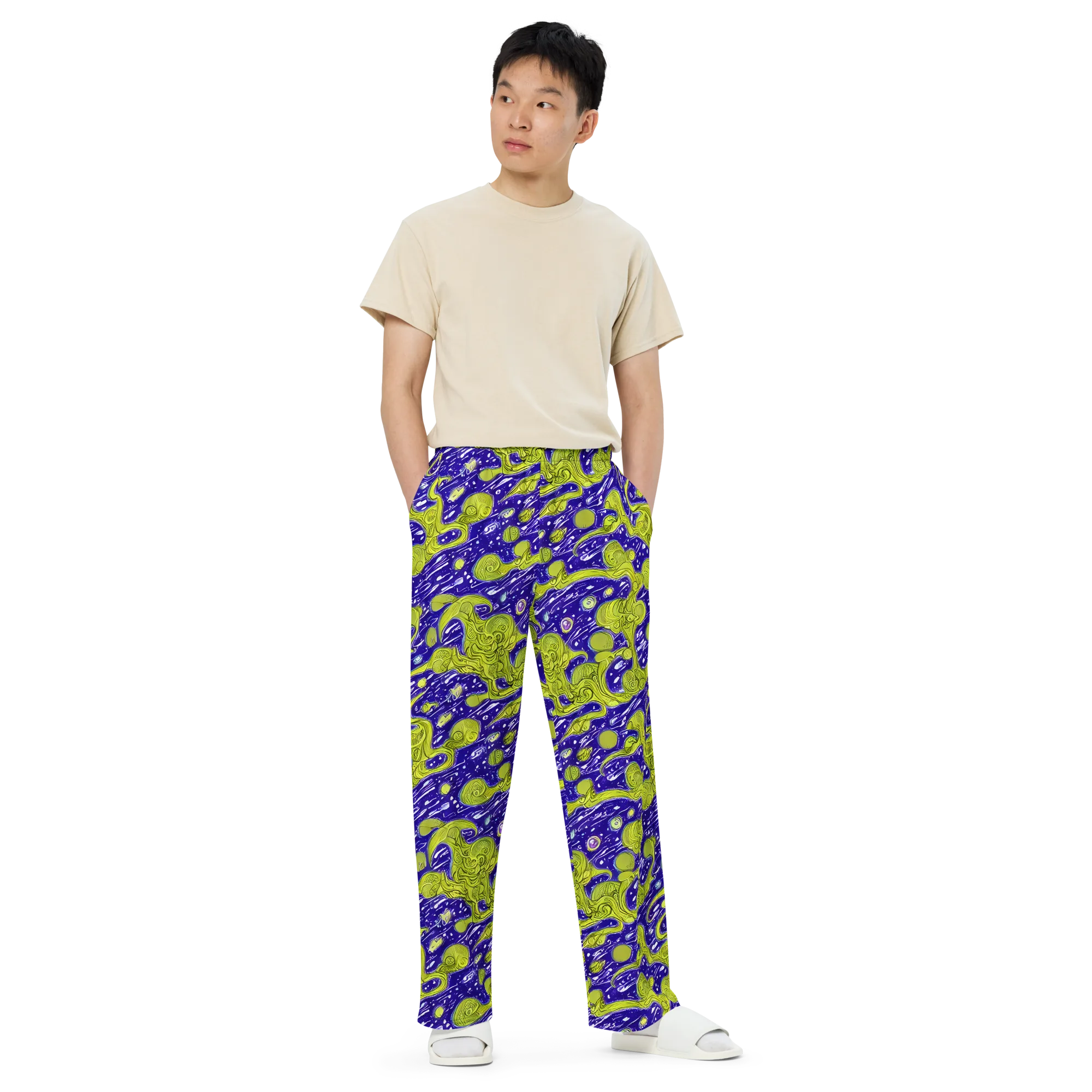 Lime Current on Wide-Leg Pants — Front
