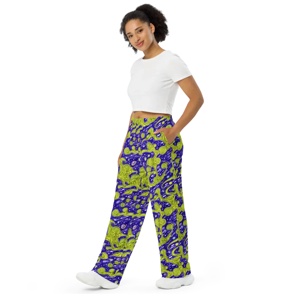 Lime Current on Wide-Leg Pants — Left Front