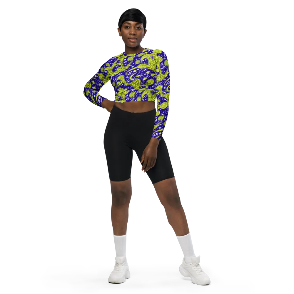 Lime Current on Long Sleeve Crop Top — Front