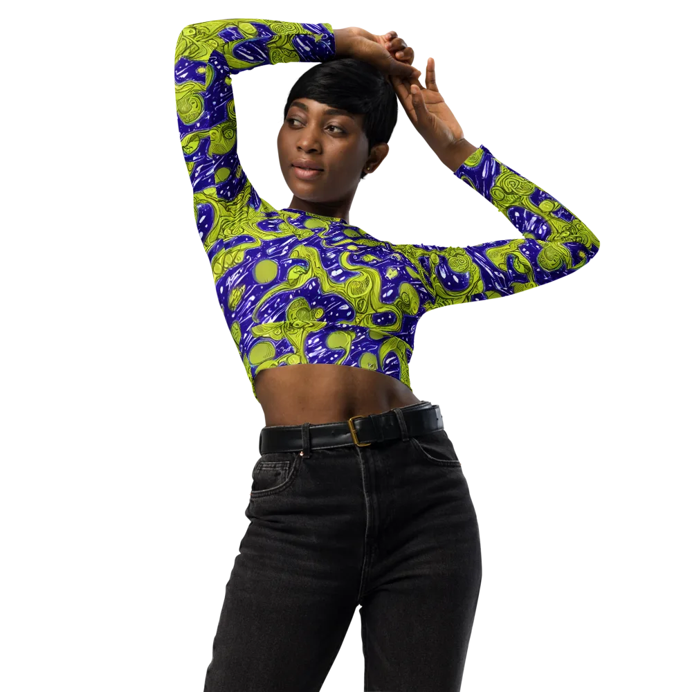 Lime Current on Long Sleeve Crop Top — Front