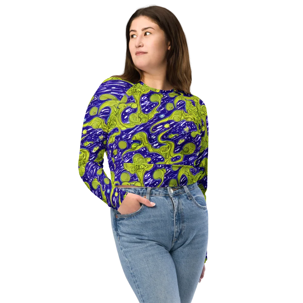 Lime Current on Long Sleeve Crop Top — Front