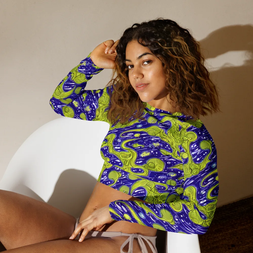 Lime Current on Long Sleeve Crop Top — Left Front