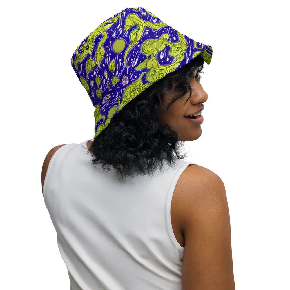 Lime Current on Reversible Bucket Hat — Right Outside